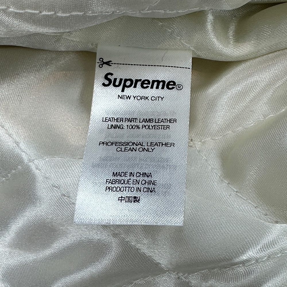 [UNISEX] SUPREME Multicolour Real Lamb Leather Varsity Jacket S | Deadstock - Picture 9 of 12